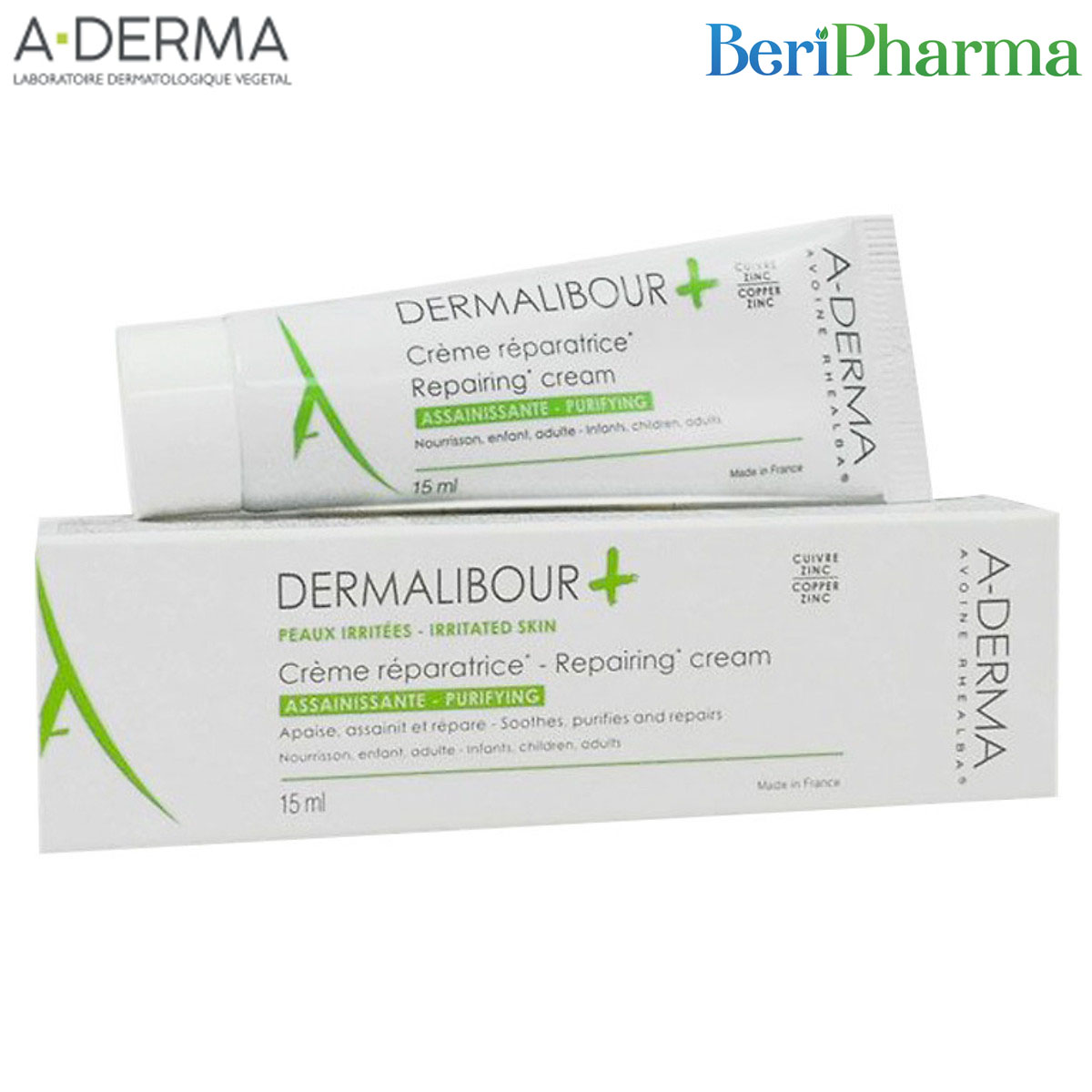[HCM]A-Derma kem phục hồi làm dịu và giảm khuẩn Dermalibour + Repairing Cream 15ml