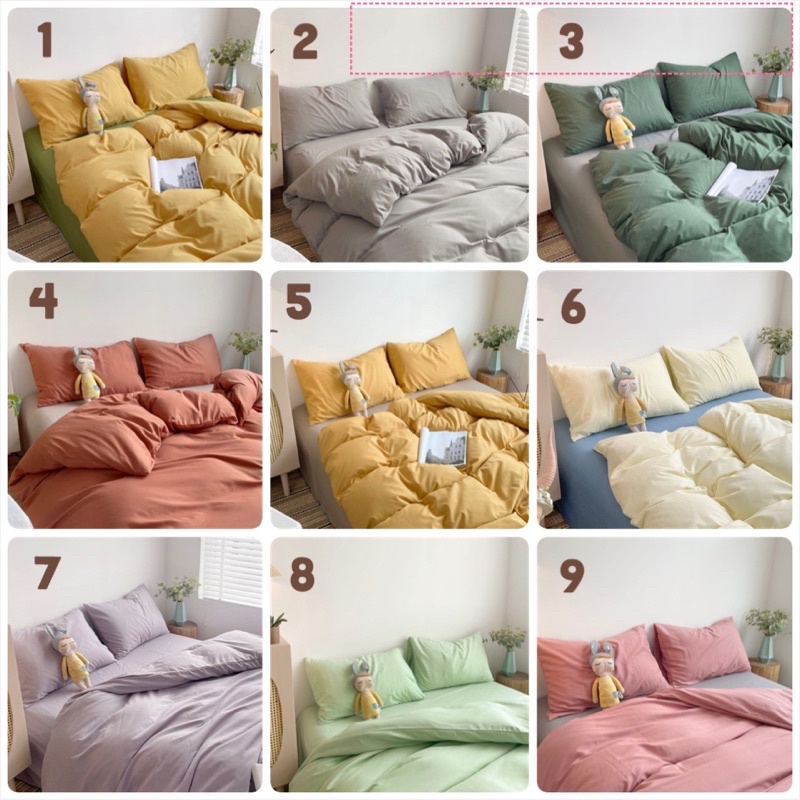 ■Bộ chăn ga giường TC notag 2021, set 4 món cotton tici đủ size free bo chun
