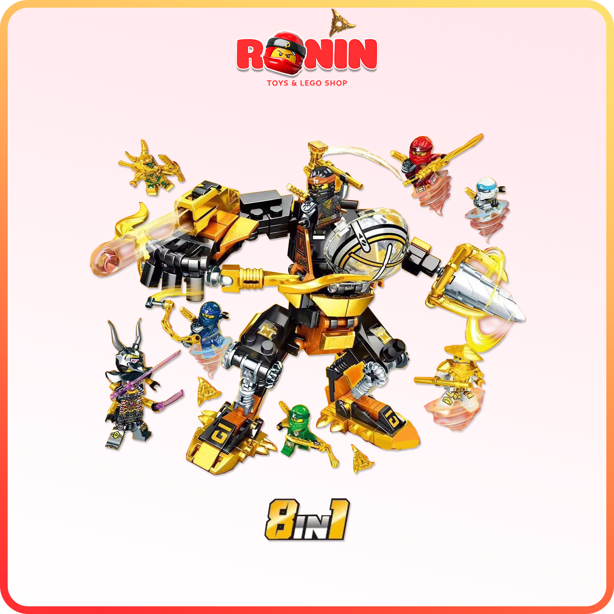 Bồ đồ chơi lắp ráp ninjago : samurai x mech của cole 8in1
