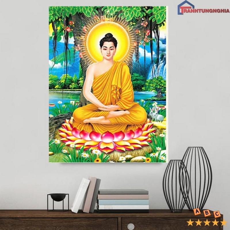 Tranh đính đá ABC, tranh thêu chữ thập phật thích ca mâu ni