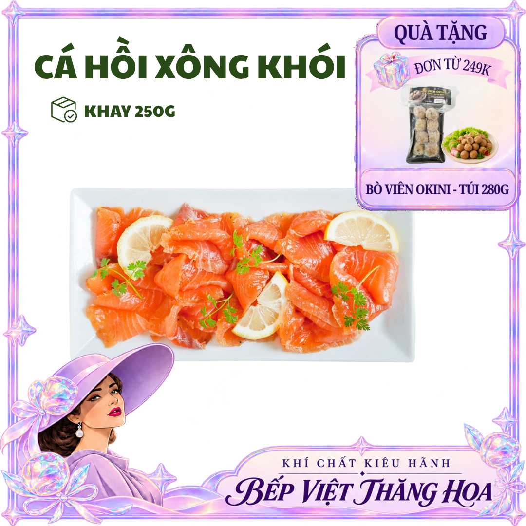 [HỎA TỐC HCM] Cá Hồi Chile Xông Khói - Khay 250G Thịt cá hồi hun khói tươi ngon chất lượng cao