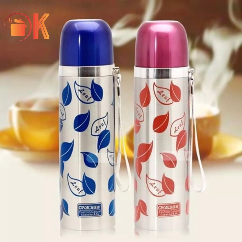 [HCM]BÌNH GIỮ NHIỆT Thermoflask INOX 304 CAO CẤP in hình chiếc lá leaf style dung tích 500ML TP-B040 Bao giữ nhiệt trên 8h