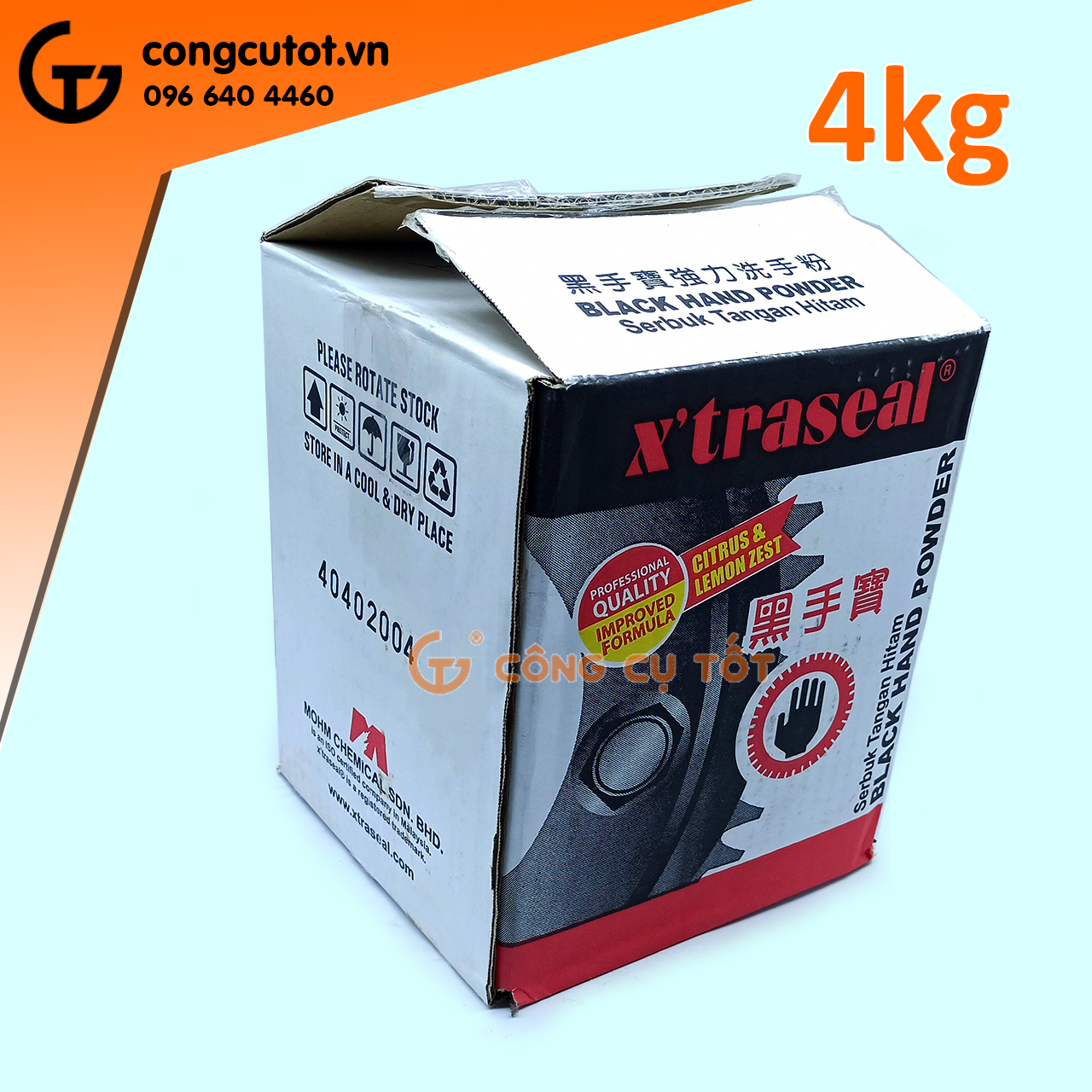 Thùng Bột rửa dầu mỡ công nghiệp - bột rửa ta Hand Powder X’traseal Malaysia 4kg