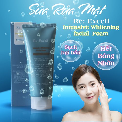 Sữa Rửa Mặt Re:Excell Sáng Da Dưỡng Ẩm Ngừa Mụn Intensive Whitening Facial Foam 130ml