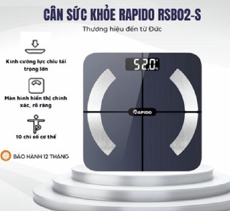 Cân sức khỏe Rapido RSB02-S Có bluetooth-Hàng Chính Hãng