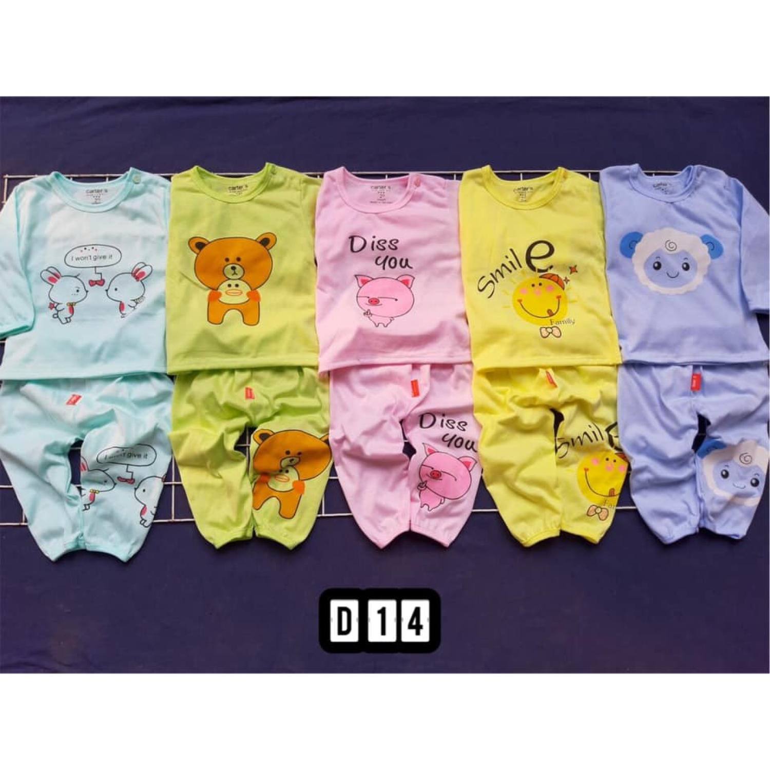 Set 5 bộ cotton áo dài tay quần dài, quần áo sơ sinh