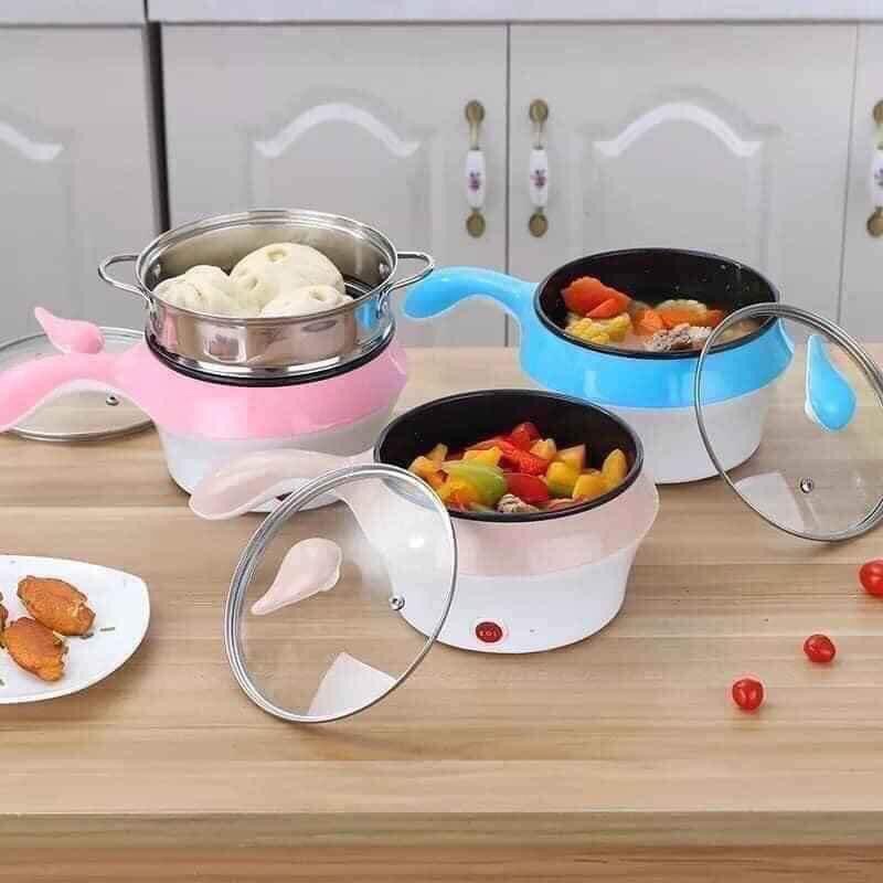 Ca nấu mì; Nồi lẩu điện mini 2 tầng có vỉ hấp