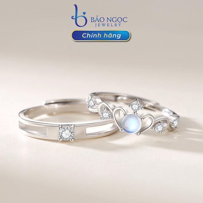 Nhẫn đôi bạc nam nữ s925 cao cấp vương miện công chúa, nhẫn đôi tình yêu tỏ tình tặng bạn gái - nd2893 - bảo ngọc jewelry