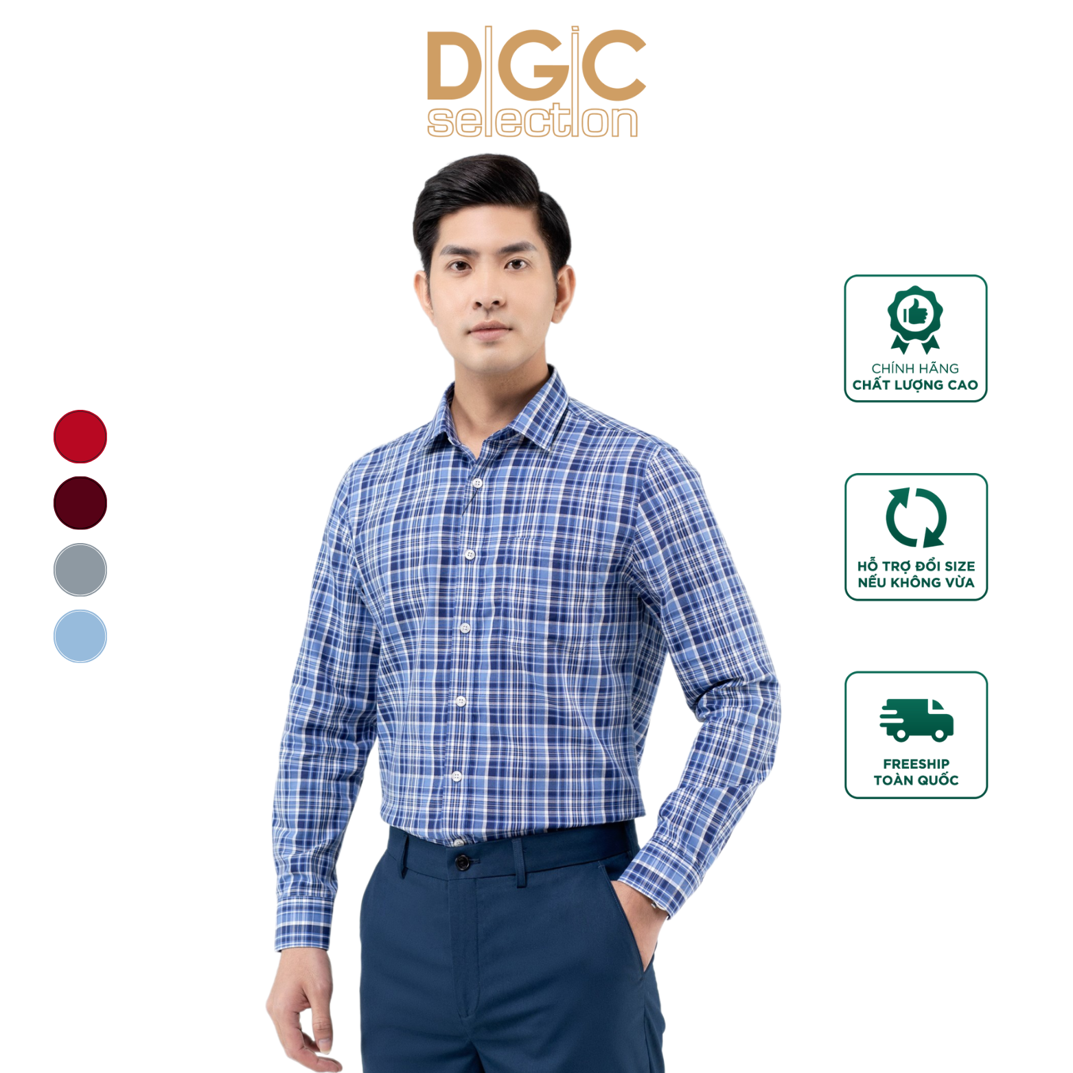  Áo sơ mi nam dài tay - Áo sơ mi dài tay Công sở của DGCs - SASDBB22M 