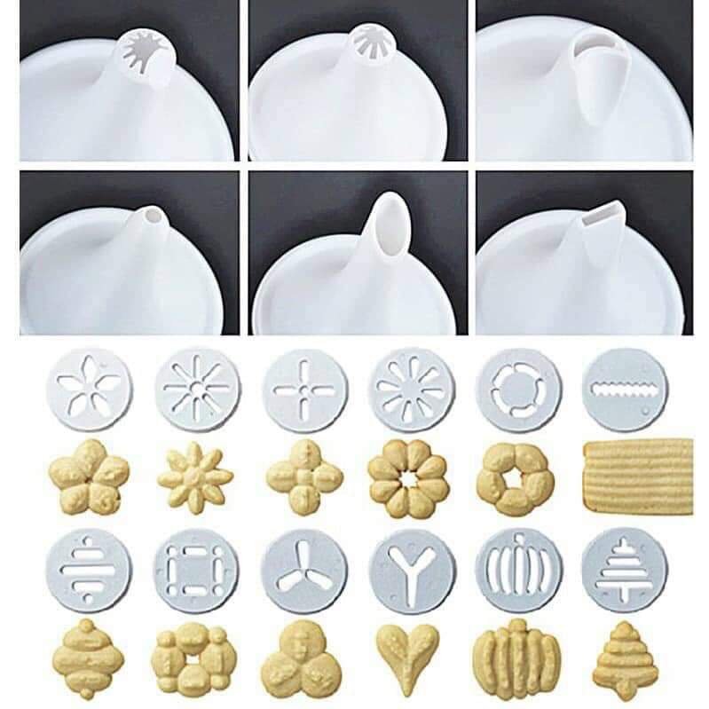 [Tặng khăn lau][Hàng Đẹp] Dụng cụ nhấn/ Súng đẩy Tạo Hình Bánh Quy 19 món, Khuôn Bánh Qui, Cookie Press, Đầu Bắt Bánh Kem