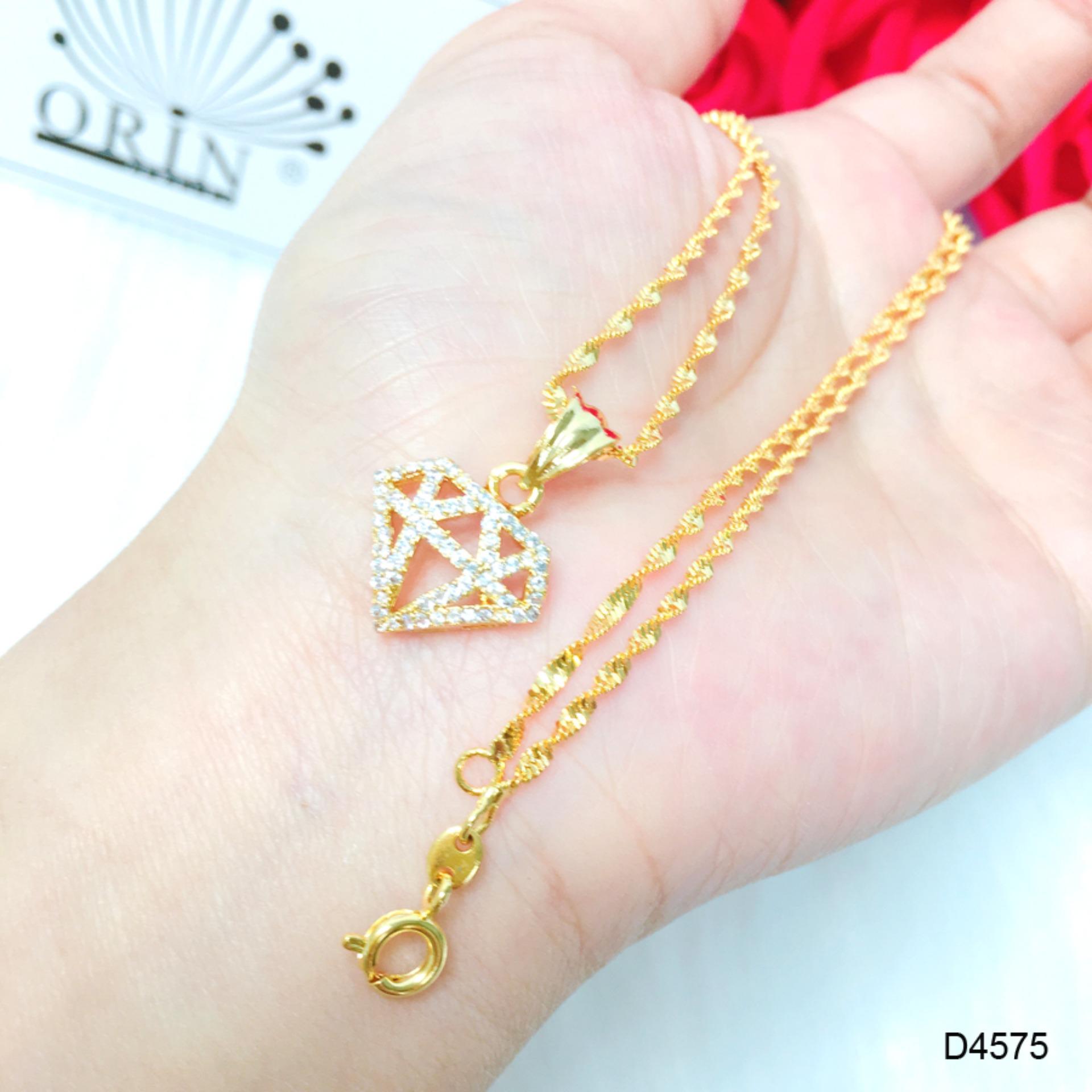 Dây chuyền nữ dạng xoắn mặt hình kim cương đính đá bền màu thiết kế cao cấp Orin D4575 - Long Tien