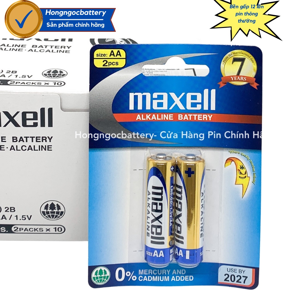 Vỉ 2 Viên Pin AA - AAA ( Pin Tiểu ) Maxell Alkaline - Chính Hãng