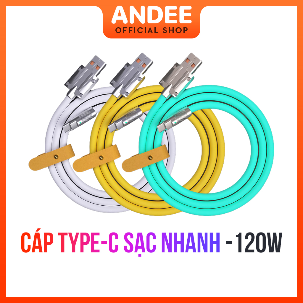 Dây cáp sạc nhanh Silicon mềm Type C 120W nhiều màu cho bàn phím cơ