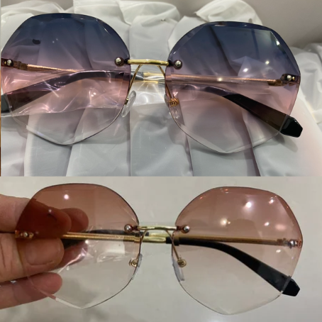 Kính Mát Không Viền Siêu Nhẹ Chống Tia UV Phong Cách Âu Mỹ Thời Trang Cho Nữ