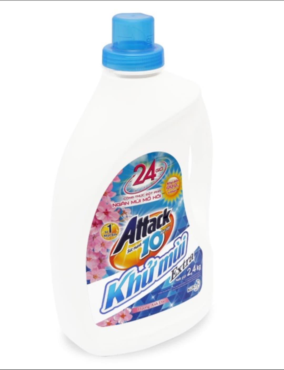 [HCM]Nước Giặt Attack Extra Khử Mùi Hương Anh Đào/ laverder 2.4 kg