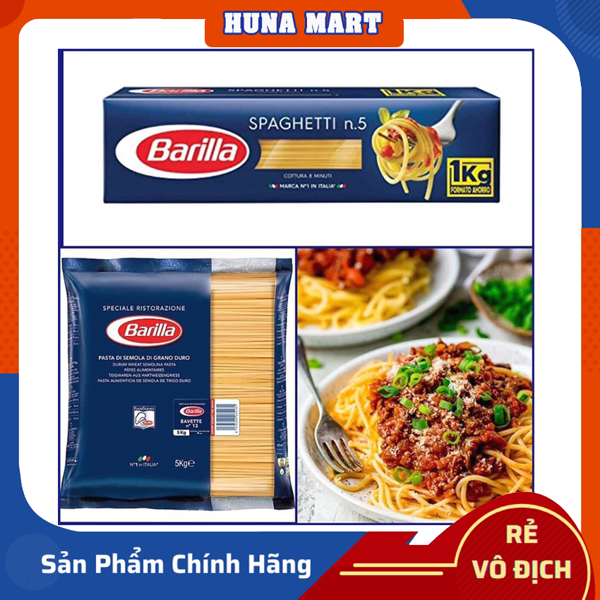 Mỳ Ý Barilla Spaghettini sợi trung ống số 3 và số 5 hộp 500g (Barilla Pasta Spaghettini No.5 – 500g)