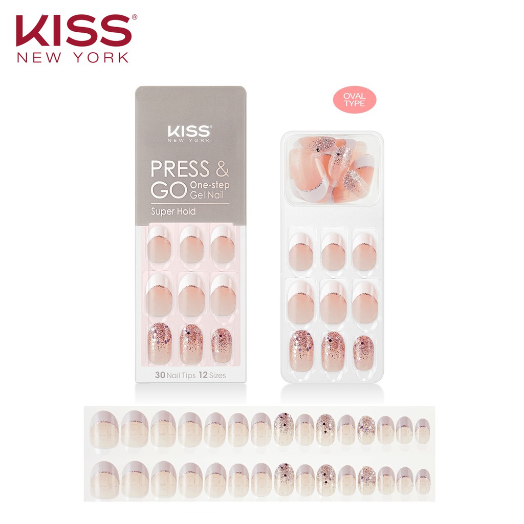 Bộ 30 Móng Tay Gel Tự Dán Press & Go Kiss New York Nail Box - Bridal Shower (KPN06K)
