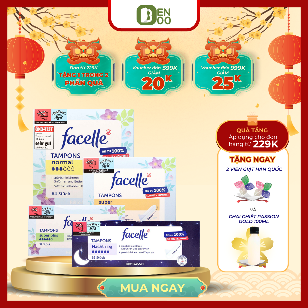 Băng vệ sinh siêu thấm siêu êm Tampons Facelle Super Plus Dành Cho Phụ Nữ - Băng vệ sinh dạng nút - Nội địa Đức