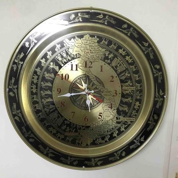 Đồng hồ mặt trống đồng bản đồ đk 40cm