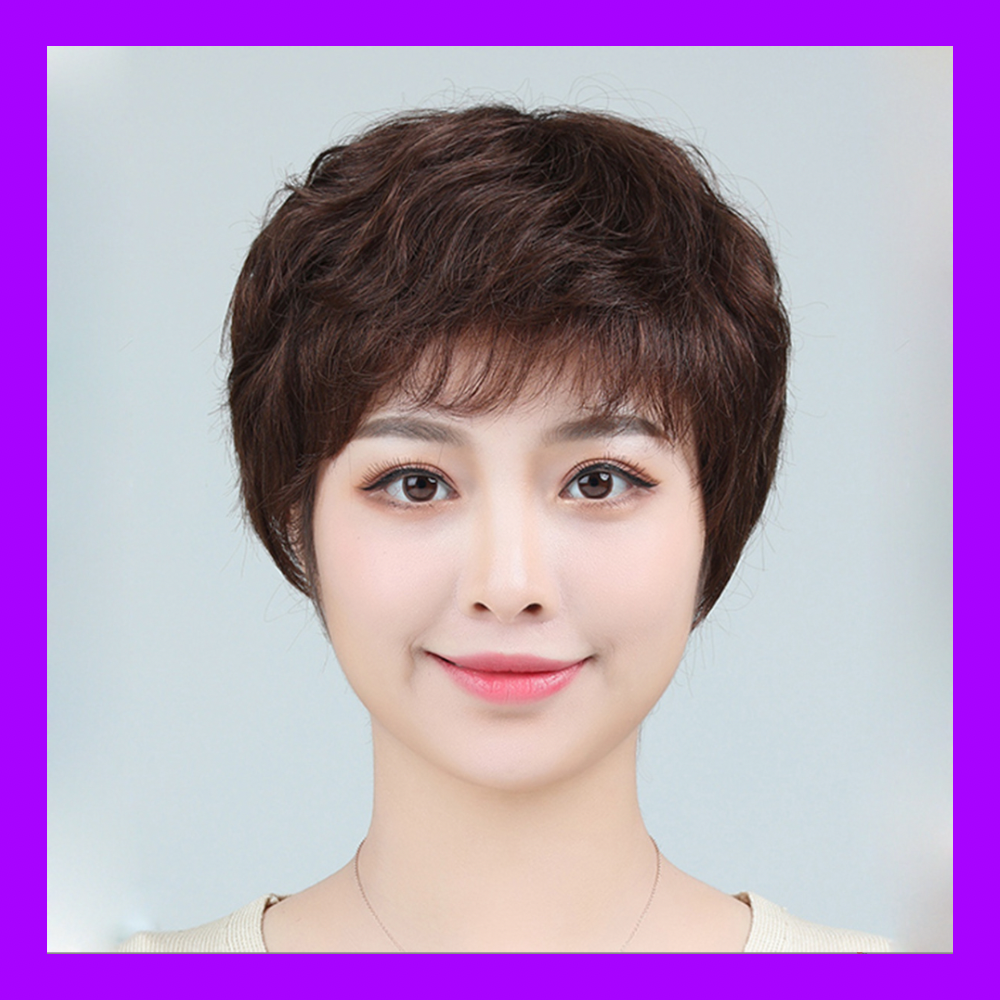 Tóc giả nữ trung niên nguyên đầu xoăn Hàn Quốc - TG41