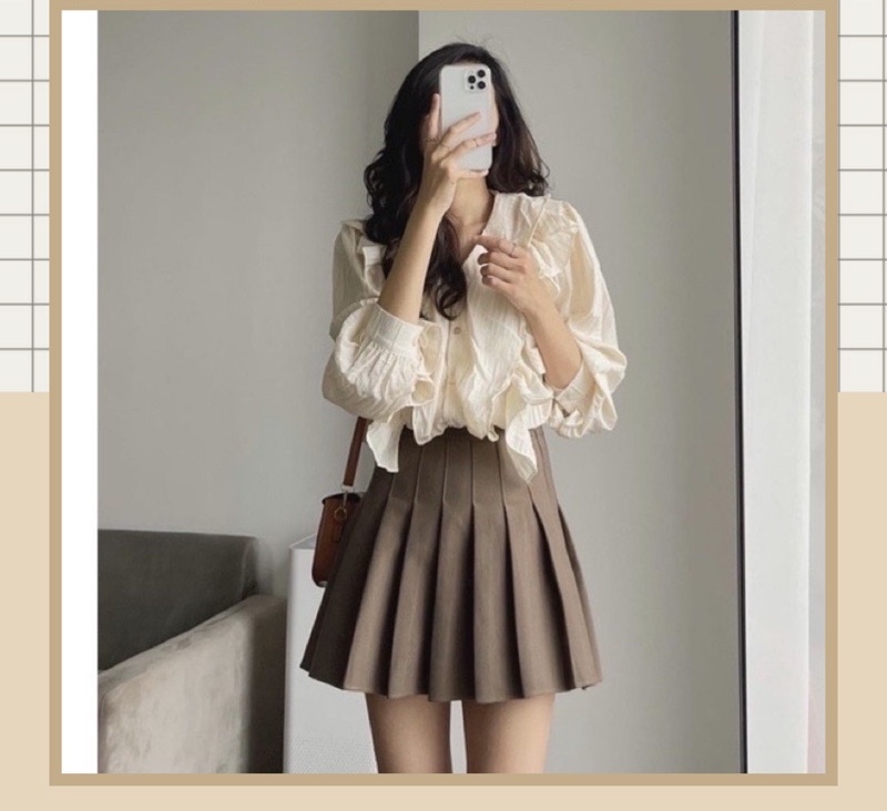 Chân váy tennis xếp ly màu nâu M859