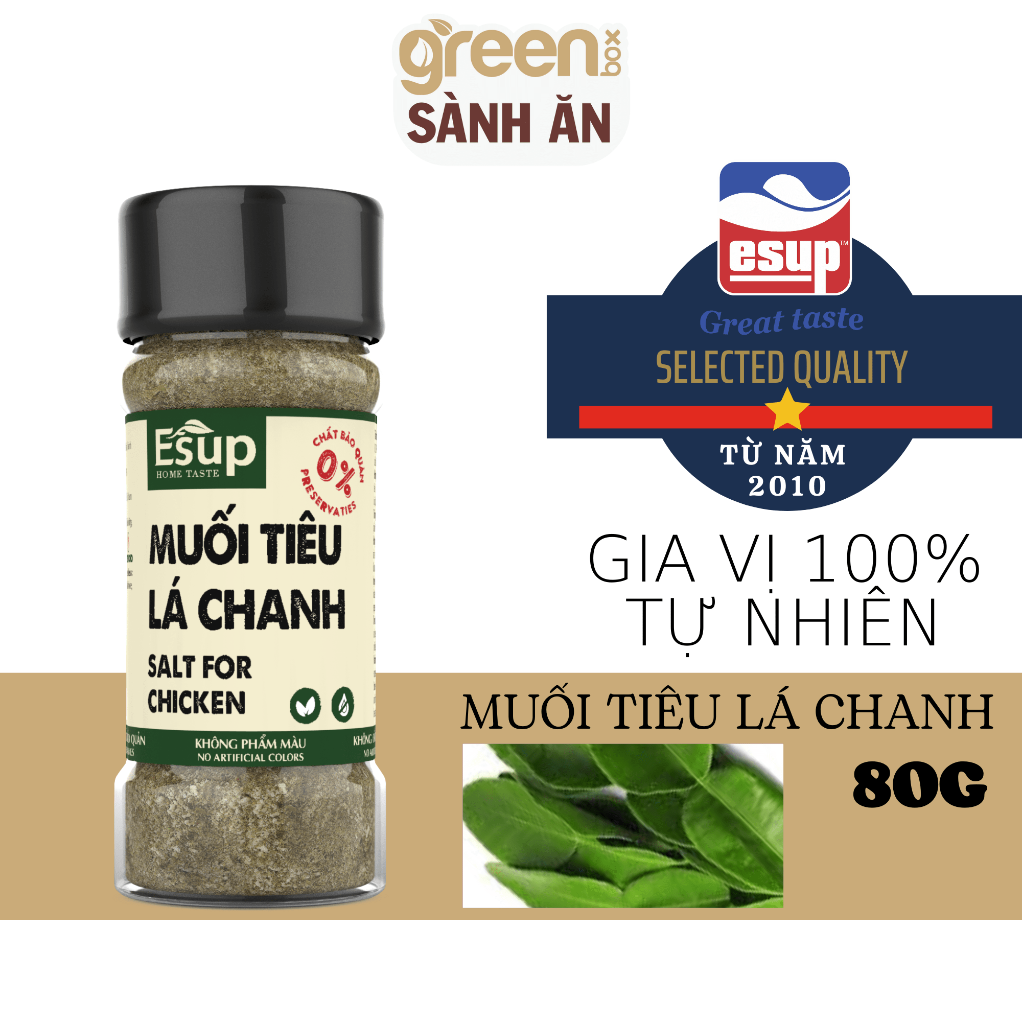 Muối tiêu lá chanh chấm gà luộc Esup 80g vị cay của tiêu rang và lá chanh thơm