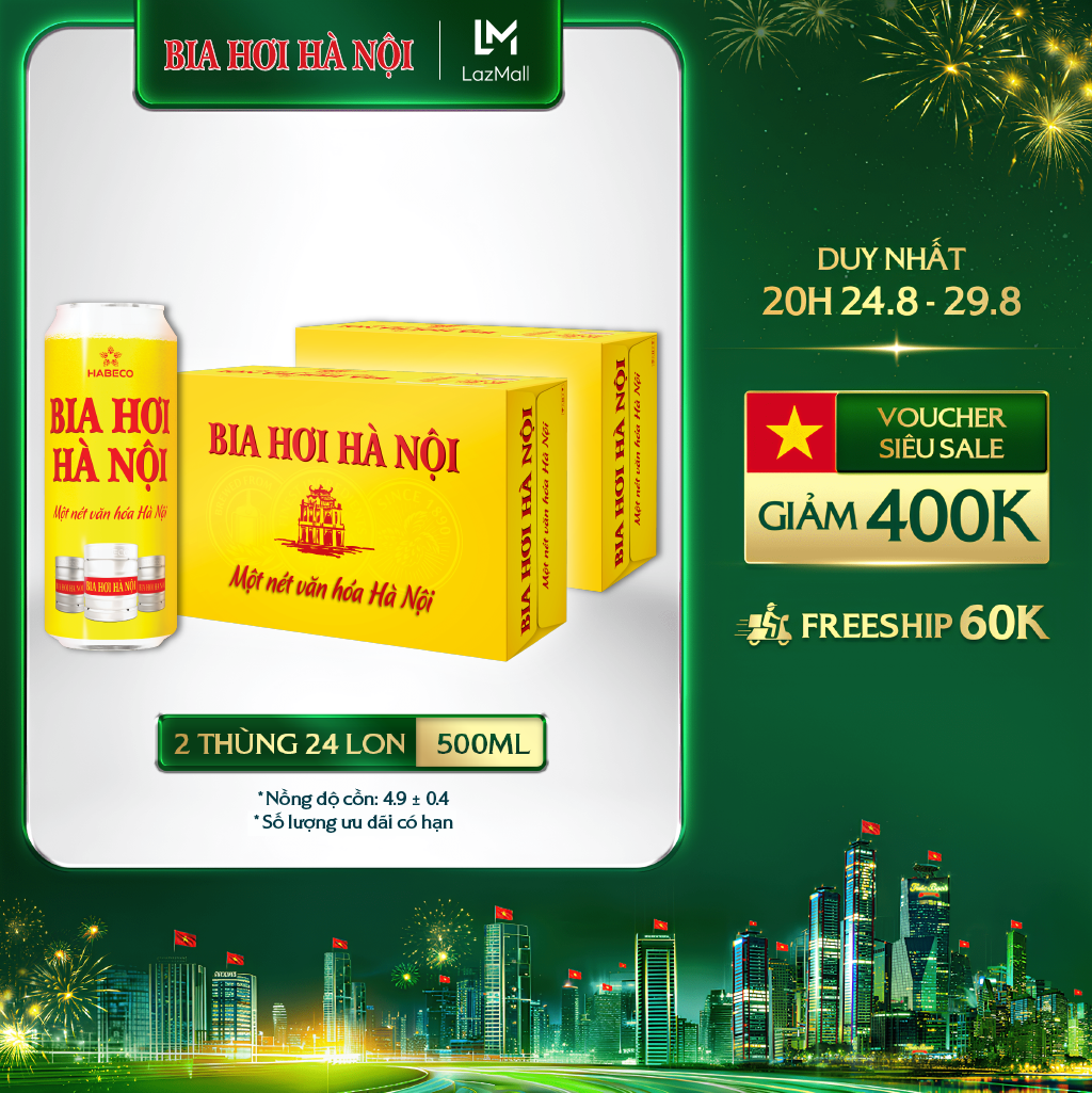 Combo 2 thùng 24 lon bia hơi hà nội – habeco