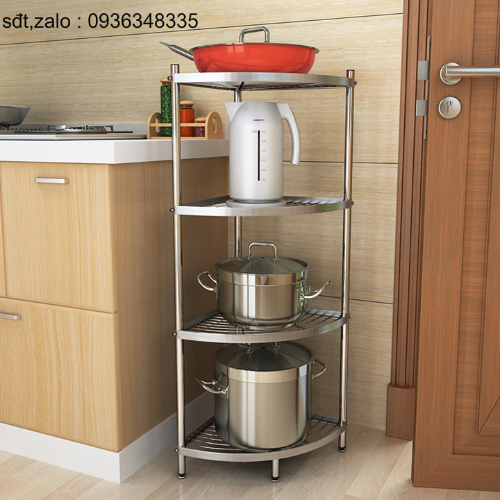 Kệ góc nhiều tầng kích thước  30x30x100cm- Kệ góc bếp inox nhiều tầng- Kệ để xoong nồi inox nhiều tầng