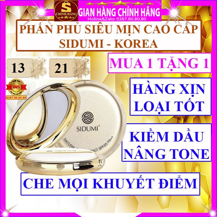 Phấn phủ kiềm dầu dạng nén nâng tone da loại tốt hàn quốc chính hãng Sidumi phấn phủ nén kiềm dầu phấn phủ chống nắng che khuyết điểm cho da dầu mụn da nhạy cảm da khô siêu mịn siêu đẹp phấn phủ dạng nén xịn - Shopping vip