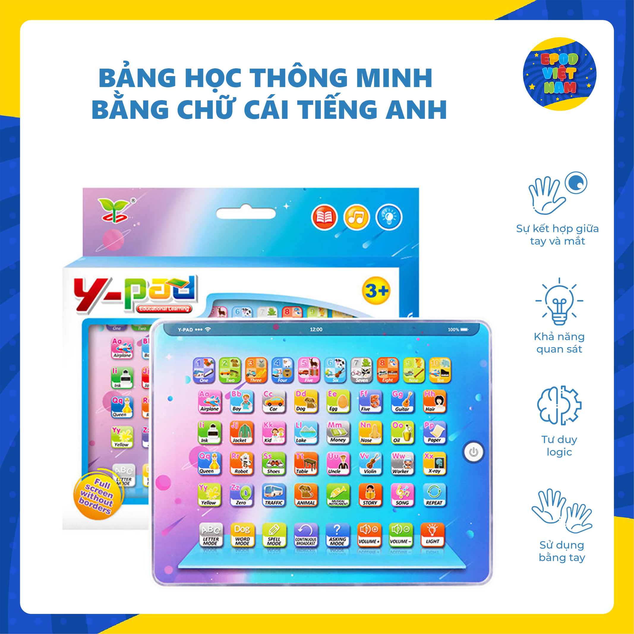 Máy tính bảng học tập cho bé - Bảng chữ cái tiếng anh cảm ứng thông minh