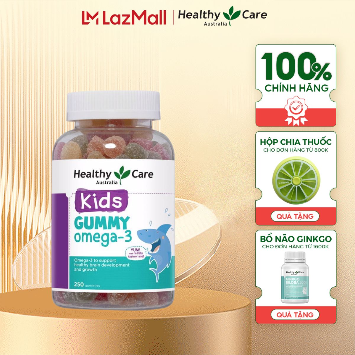 Kẹo dẻo vitamin cho bé Gummy Omega-3 Healthy Care 250