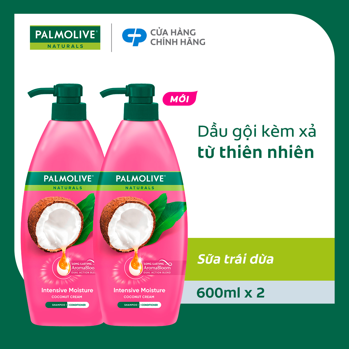 Bộ 2 Dầu gội Palmolive kèm dầu xả chiết xuất thiên nhiên 600ml 