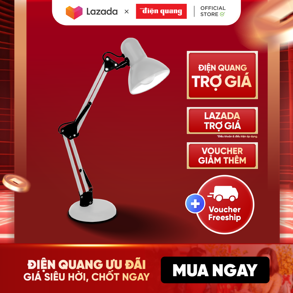 Đèn bàn bảo vệ thị lực Điện Quang ĐQ DKL14 G B (màu xám, bóng led ánh sáng trắng, cắm điện trực tiếp)