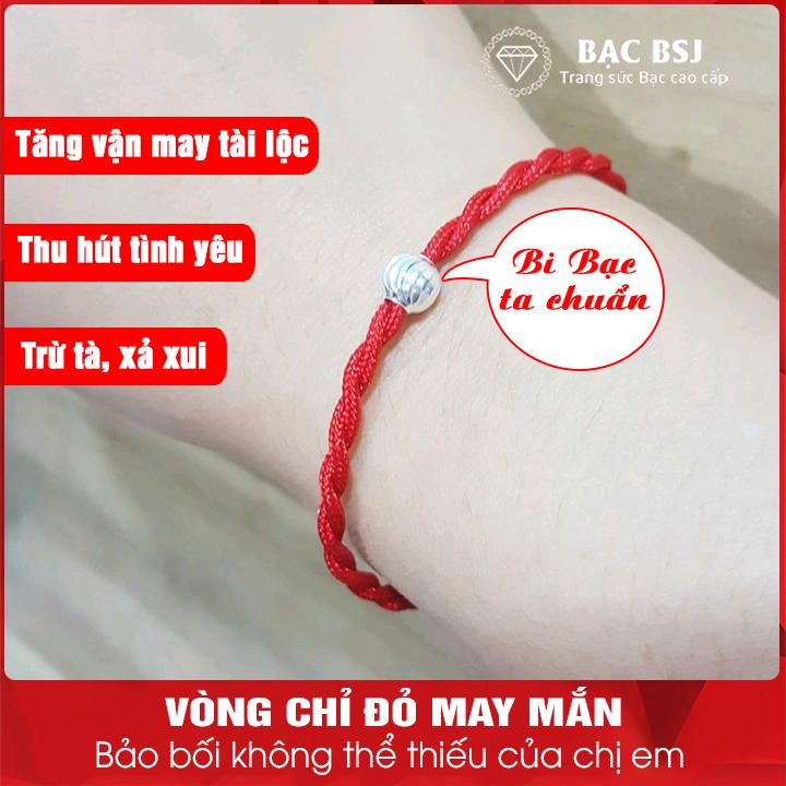 Vòng tay chỉ đỏ may mắn hút tài lộc, tình duyên. Bạc BSJ - VCD05