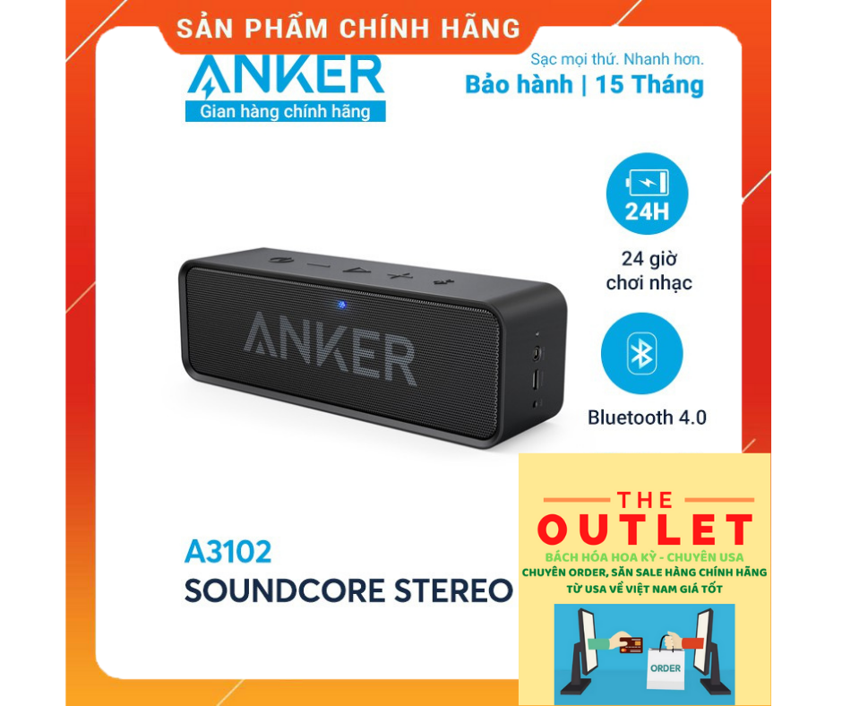 Loa bluetooth anker a3102 soundcore stereo - 6w chính hãng order usa
