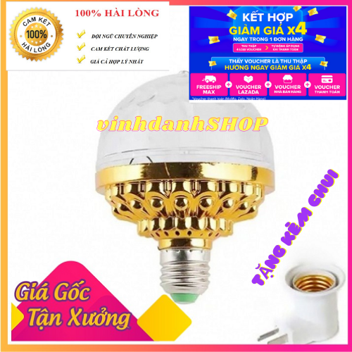 [ HÀNG XỊN - TẶNG KÈM CHUI ] Bóng đèn led 7 màu pha lê xoay 360, Đèn led chớp 7 màu karaoke, đèn sân khấu, đèn nháy vũ trường, đèn trang chí quán bar, đèn cảm ứng âm thanh xịn