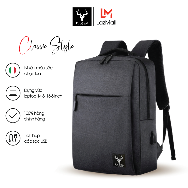 Balo Laptop Campus, Balo Work Cao Cấp PRAZA, Có Cổng Sạc USB, Có Ngăn Đựng Laptop  - BL174