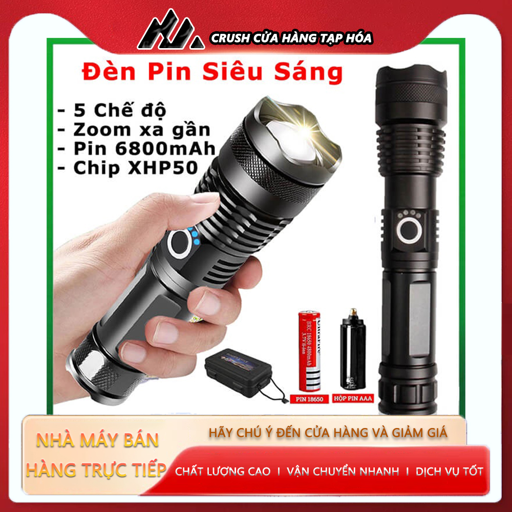 CRUSH đèn pin siêu sáng/đèn pin bộ sạc, không thấm nước, độ sáng cao