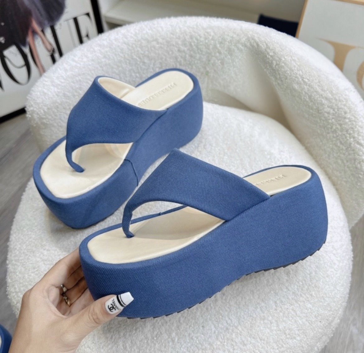 (siêu hot) DÉP BÁNH MÌ CAO CẤP BỌC JEANS CAO 6P SIÊU ĐẸP.