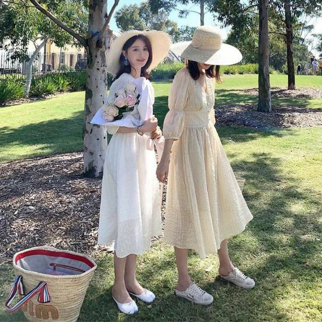 (Ảnh thật) Đầm midi vải đũi mềm mại 2 lớp, thiết kế thời trang, kiểu dáng sang trọng, đường may tỉ mỉ chắc chắn, dễ kết hợp với nhiều trang phục phụ kiện khác nhau