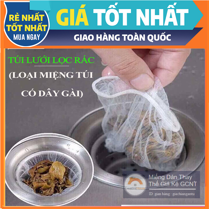Bộ 100 túi lưới lọc rác bồn rửa chén dùng thả ga