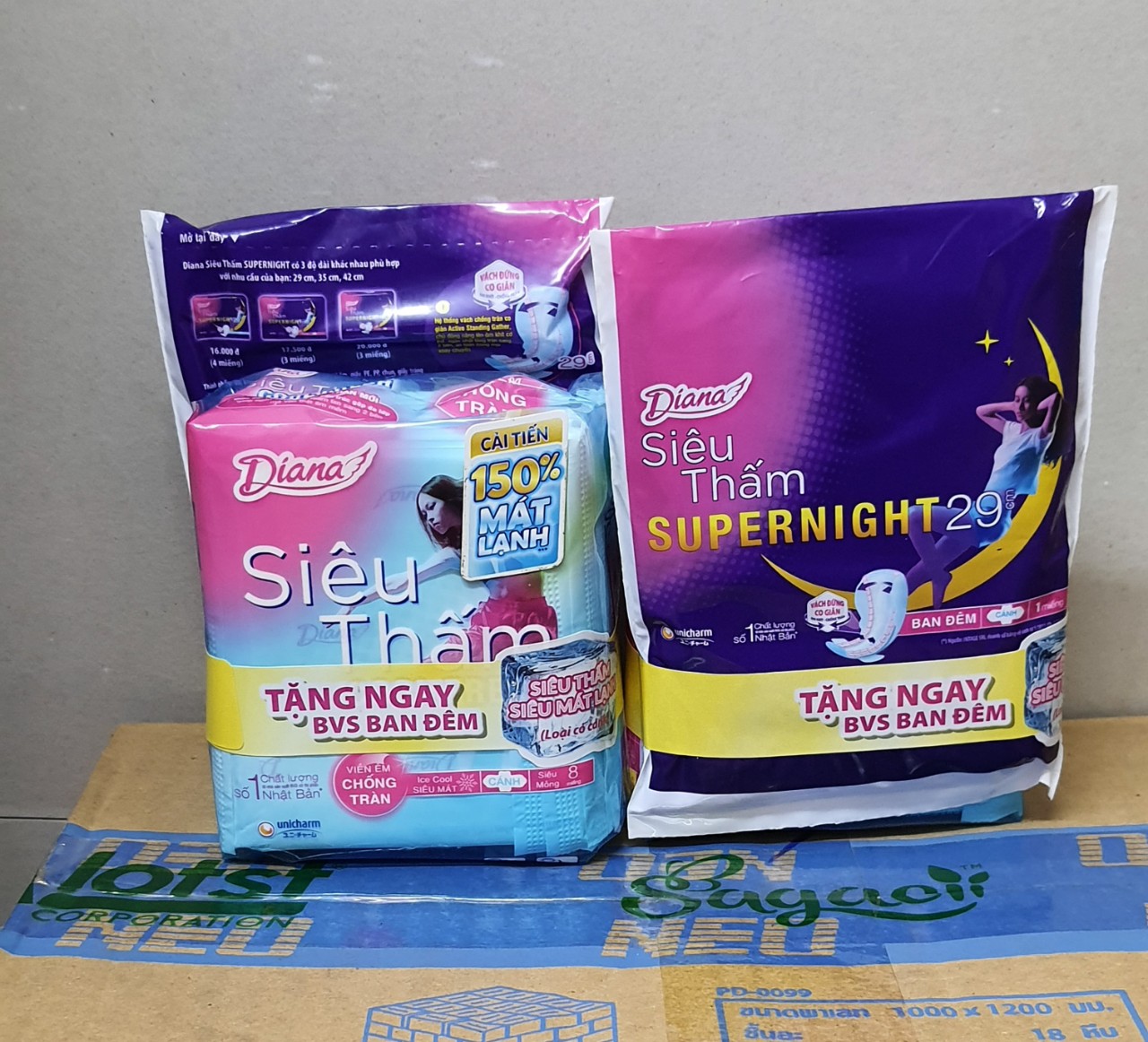 combo 6 Băng vệ sinh Diana siêu thấm Cool Fresh siêu mỏng cánh 8 miếng tặng 3 BVS đêm 29cm