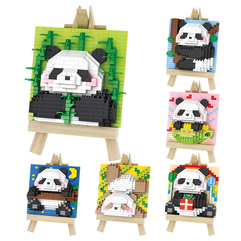 Bộ đồ chơi lắp ráp tranh họa gấu trúc - mô hình 3d hsanhe nanoblock