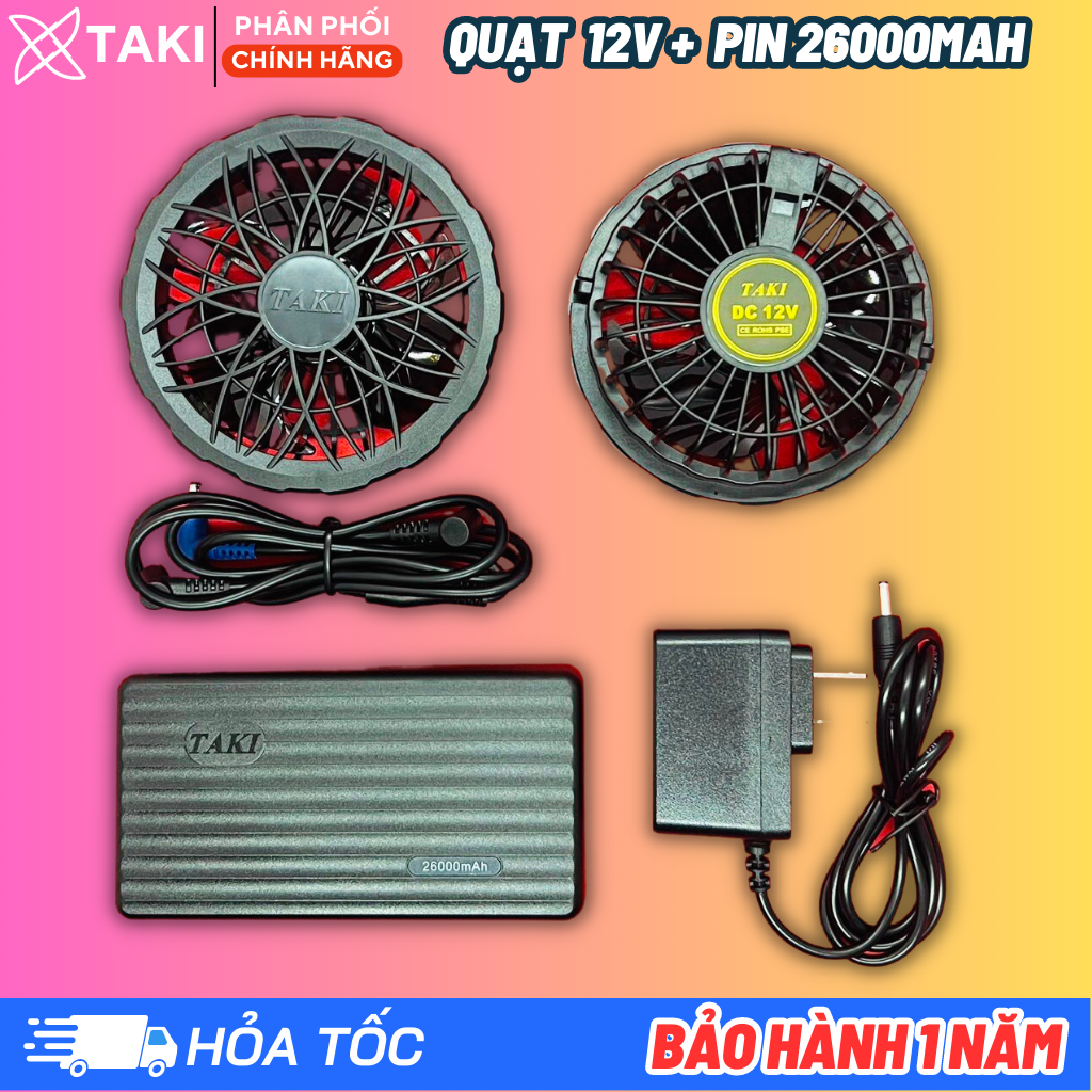 Combo áo quạt điều hòa taki, dung lượng pin theo quạt, - - - bảo hành 12 tháng
