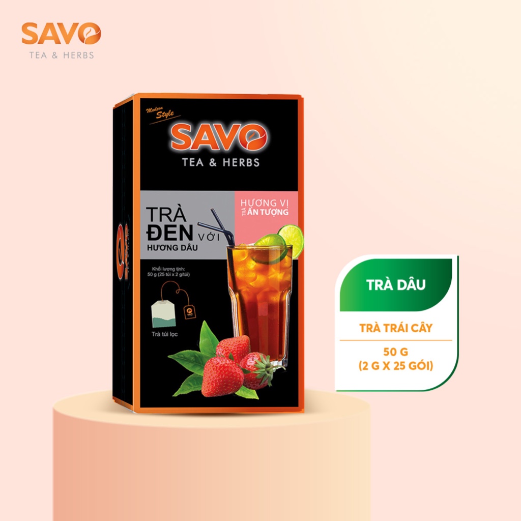 Trà dâu túi lọc savo - hộp 25 gói x 2g