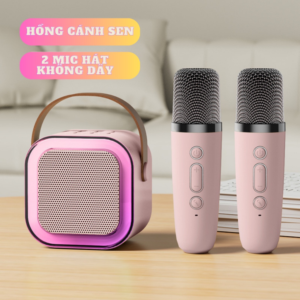 Loa bluetooth hát karaoke, loa bluetooth mini K12, Đi kèm với đèn LED,Loa chủ yếu dùng cho karaoke cũng có thể dùng để nghe nhạc