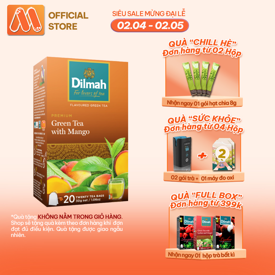 Trà xanh dilmah vị xoài - mango 30g