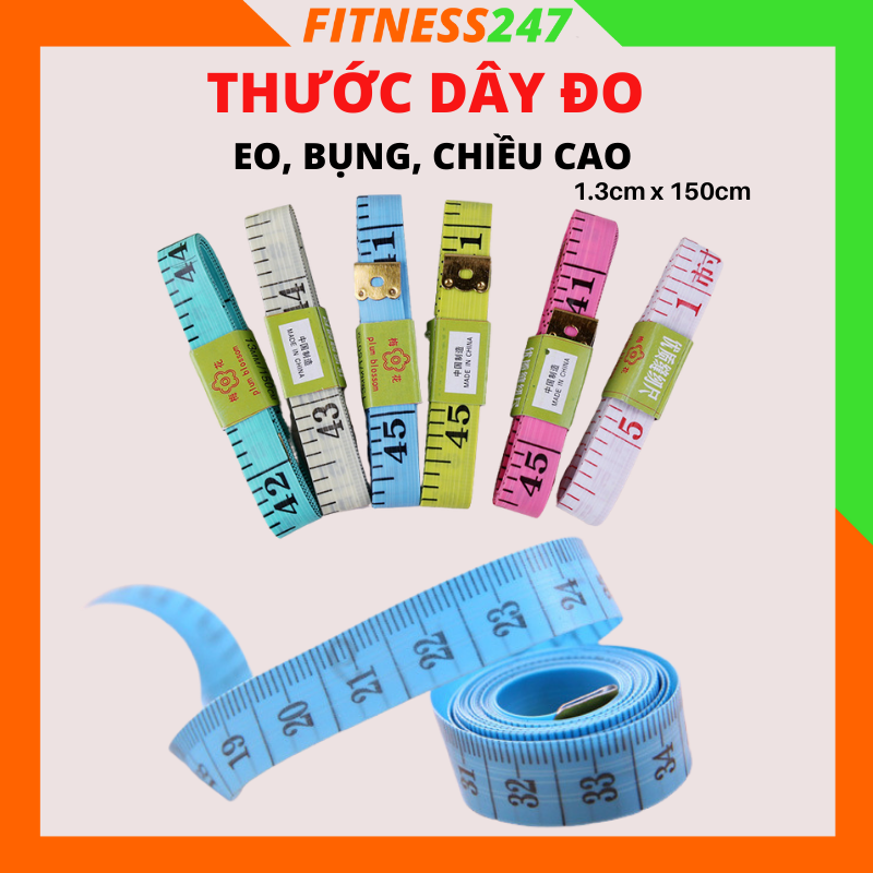Thước dây đo eo, bụng, chiều cao, thước dây may đo dài 150cm loại có đầu sắt nhiều màu bền đẹp