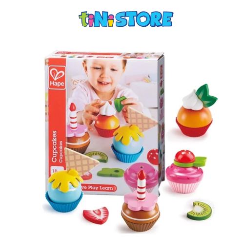 Đồ chơi xếp chồng bánh cupcake HAPE