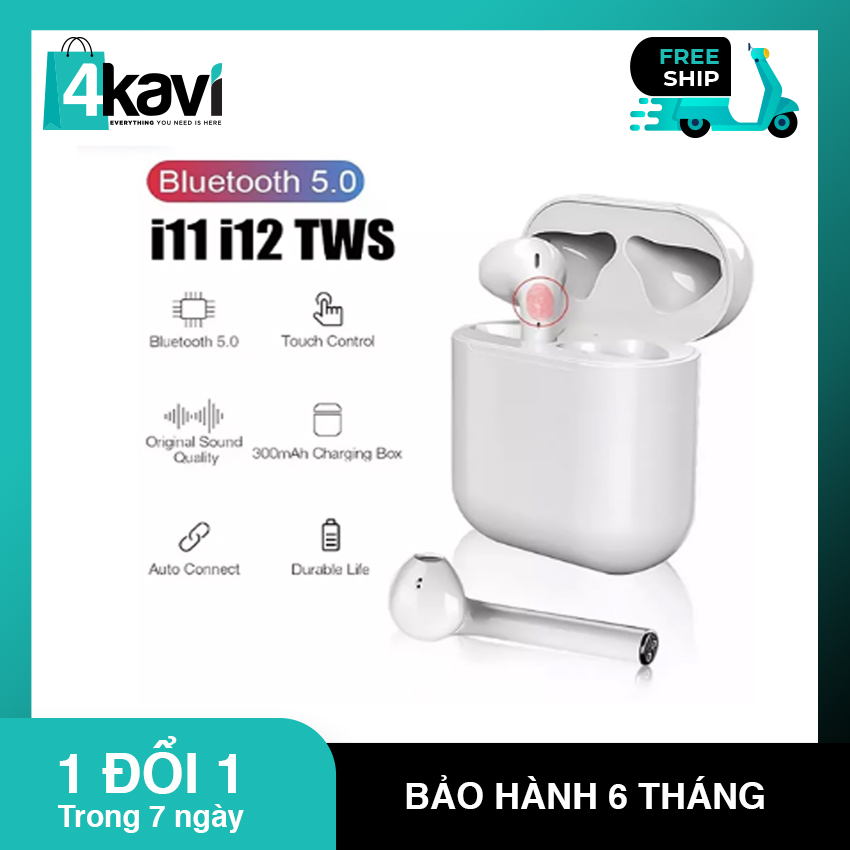 [ Hàng Xịn ]Tai nghe Bluetooth không dây nhét tai i12 thích hợp mọi smartphone - kiểu dáng thể thao. Bảo Hành 6 tháng bởi 4KAVI
